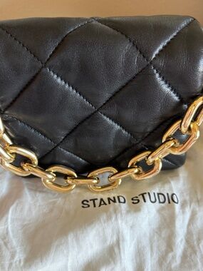 STAND STUDIO Brynn Mini Black Lambskin Quilted Chain Bag